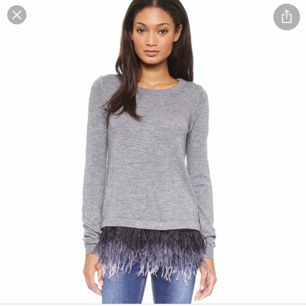 Nwt Milly Ostrich Plume Feather Sweater Xs P $435